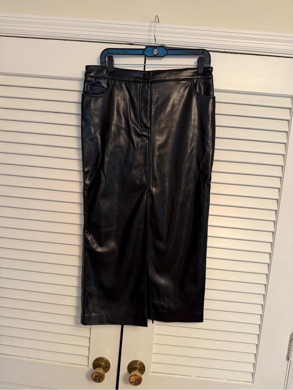 Bailey 44 Black Faux Leather Midi Skirt